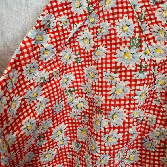 Quanta Du Soleil De Paris Women's Red & White Gingham Floral Dress Size Large - Picture 4 of 9